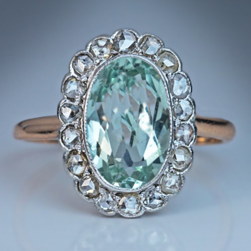 💎 Refine Oval Pure Light Blue Zircon Flower Elegant Rings for Women, MARR9080